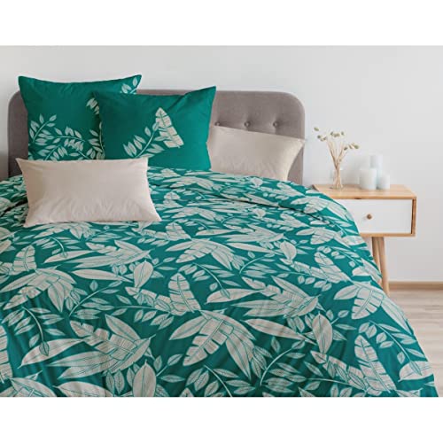 Home Linge Passion 3 Piece Bedding Set 220 x 240 cm 100% Cotton 57 Thread Count, Emerald Green