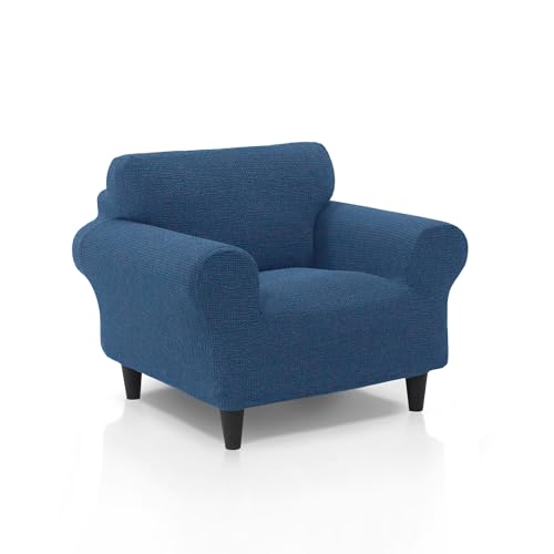 ECOMMERC3 - Sofa-1 Seater Super Elastic Soft Touch 100% Made in Spain ??? Light Blue Sofa Cover Includes Foam Sticks for Adjustment