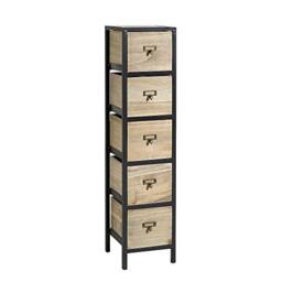 Home Source Solid Wood Chest Storage Unit, Bedroom Office Organiser, Metal Frame, 5 Drawer