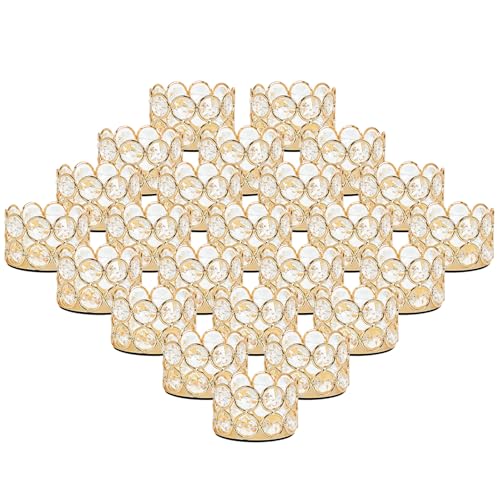 VINCIGANT Crystal Votive Candle Holder Elegant Decorative Tealight Candle Holders for Weddings,Parties,Gifts,Home Decor,Set of 24