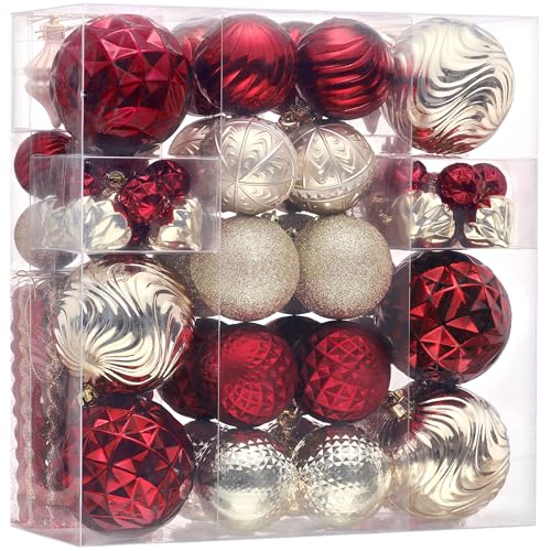 Valery Madelyn 100ct Christmas Tree Decorations Ball Ornament Set, Red and Gold Shatterproof Hanging Ornaments Bulk for Xmas Holiday Party Decor