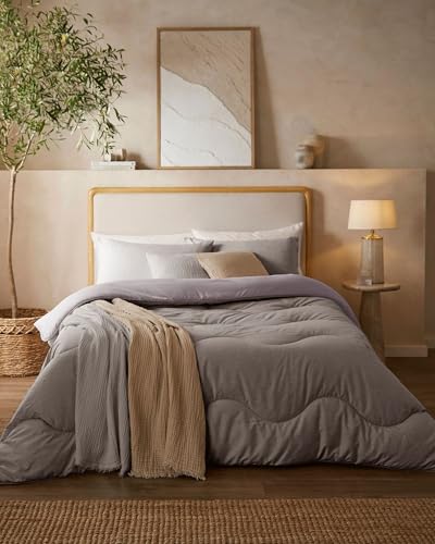 Night Lark Coverless Duvet Double 10.5 Tog Soft Weave - Stone Grey
