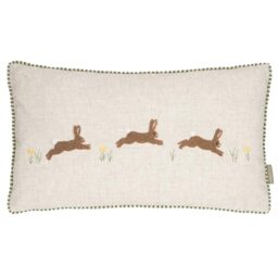 furn. Wylder Ramble Hares Cushion Cover – Rustic Country Velvet Tufted Decorative Case (Sage – 30X50cm)