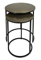 ASPECT Hiba Round Nest Of 2 Table,Honeycomb Pattern Metal Table