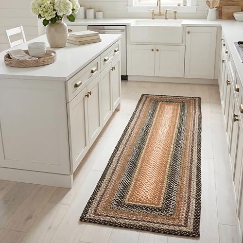 Safavieh Contemporary Rug Living Room, Dining Room, Bedroom - Machine Washable and Reversable - Braided Collection, Short Pile, in Multi Colored, 80 X 180 cm