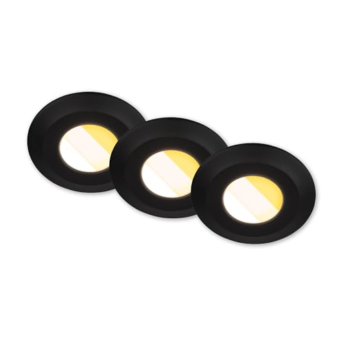 BRILONER - Set of 3 LED recessed Bathroom spotlights 230V Housing 50% Recycled, Colour Temperature Change, Dimmable, IP44, Ra90, LED spot, Flat, Ceiling, Recessed Lights, Bathroom, 68mm, 90x30mm
