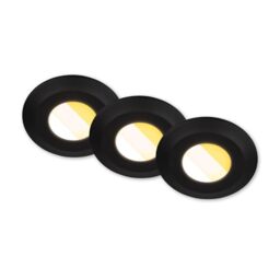 Briloner - Set of 3 LED recessed Bathroom spotlights 230V Housing 50% Recycled, Colour Temperature Change, Dimmable, IP44, Ra90, LED spot, Flat, Ceiling, Recessed Lights, Bathroom, 68mm, 90x30mm