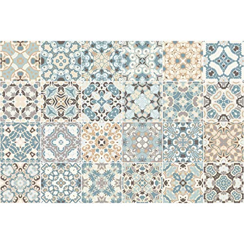 Ambiance Sticker Self-Adhesive Decorative Wall Decal Cement Tile for Bathroom and Kitchen Ornements Styl?? - Pack of 24 Stickers of 10 x 10 cm