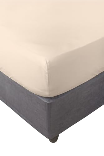 Miracle Home. Fitted Sheet 50% Cotton 50% Polyester, Soft and Comfortable, Elastic Corners, Anti-Peeling, for Mattresses of 20-30 cm, Linen, 180 x 200 x 30 cm, Bed 180 cm