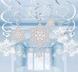 HLY 36Ct Christmas Snowflake Hanging Swirl Decorations - Winter Wonderland/Xmas/Holiday Party Supplies
