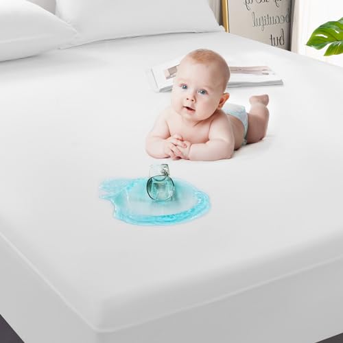 "GRT 2 Pack 100% Waterproof Mattress Protector Cal King Size, Breathable & Noiseless Waterproof Mattress Cover Fitted Deep Pocket from 5"" to 21"", Smooth Washable Cal King Bed Protector - Vinyl Free"