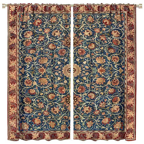 GoDazzling William Morris Retro Plant Pattern Floral Windows Curtains, William Morris Art Print Blackout Curtains???for Living Room Bedroom 42x45in 2 Panels