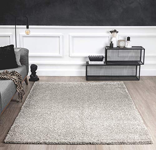 Mia's Teppiche Shaggy Living Room Rug, High Pile, 120x160 cm, Grey