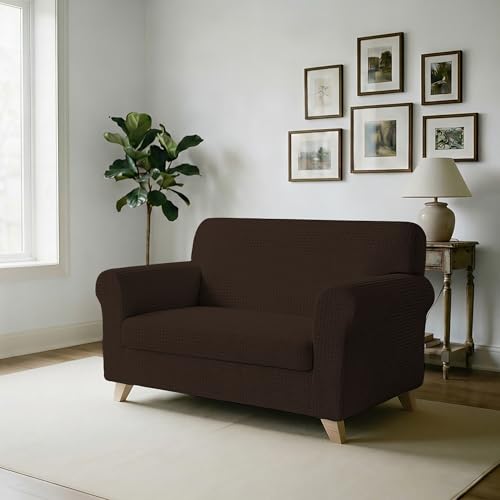 Italian Bed Linen MB Home Basic Iris Elastic Sofa Cover, Brown, 2 Seaters, 130 to 180 cm