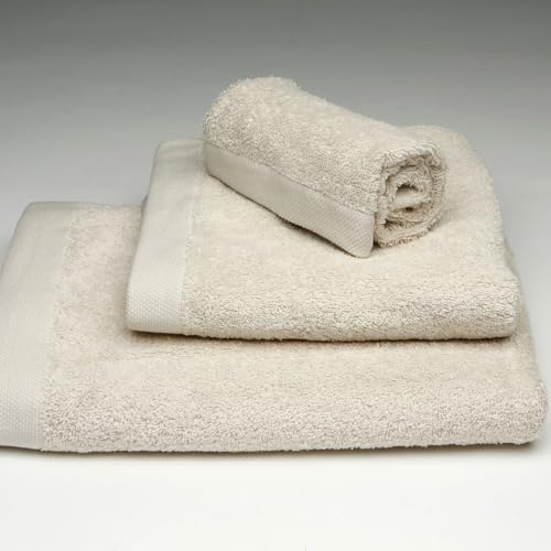 Burrito Blanco 3-Piece Towel Set - Bidet 30 x 50 cm - Hands 50 x 100 cm - Shower 70 x 140 cm - 100% Cotton Terry - Medium Beige