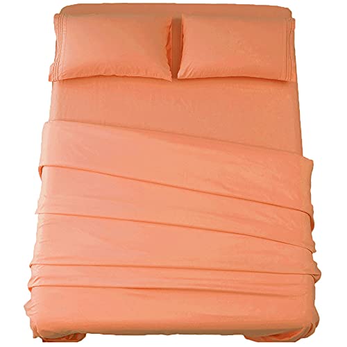 Sonoro Kate Bed Sheet Set Super Soft Microfiber 1800 Thread Count Luxury Egyptian Sheets 16-Inch Deep Pocket???Wrinkle and Hypoallergenic-3 Piece (Coral, Twin)