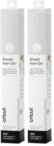 Cricut Smart Iron-On Heat-Transfer Vinyl - 1 Sheet - 33cm x 0.9m - Glitter Silver, (3ft), 2008676 (Pack of 2)