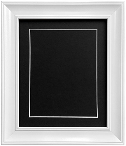Scandi Vintage White Picture Photo frame with Black Mount and Backing Board 20 x 16 for Pic Size 15 x 10 inch