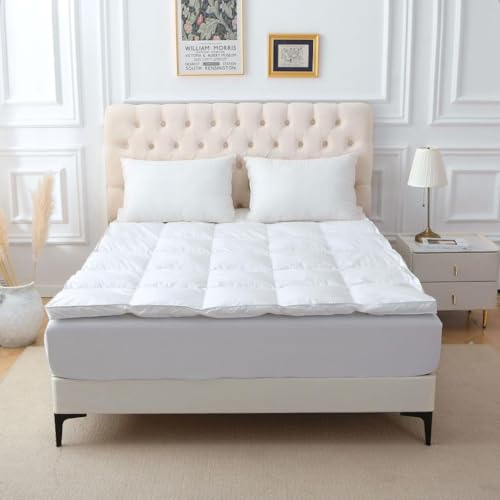 Kampala Hill Mattress Topper Goose Feather and Down Hotel Quality Thick Luxury Deep Fill (5cm) (Double)