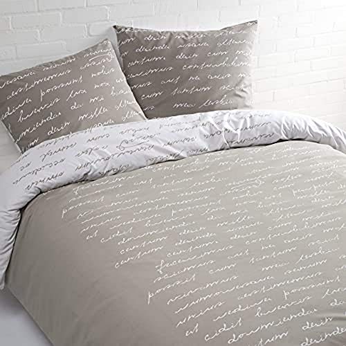 Daydream Text Beige Duvet Cover for Double Beds 240 x 200/220 cm + 2 Pillowcases 100% Cotton, Multicoloured, 240 x 220 cm