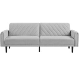 Yaheetech Fabric 3 Seater Convertible Sofa Bed, Compact Futon, Light Grey