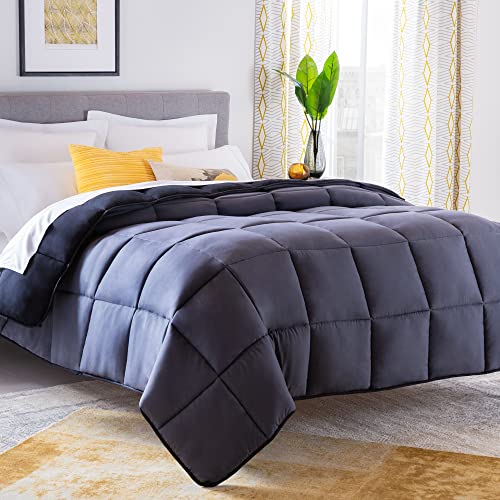 Linenspa 4 Seasons Microfibre Duvet - All Season Duvet - Ultra Soft - 220 x 240 cm, Black/Graphite