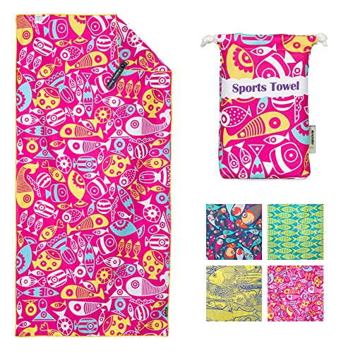 4Monster Microfiber Beach Towel Quick Dry,Super Absorbent Lightweight Towel for Swimmers, Sand Free Towel, Beach Towels for Pool, Swim, Water Sports (03Cherry Red, X-Large (78 x 35 inches))