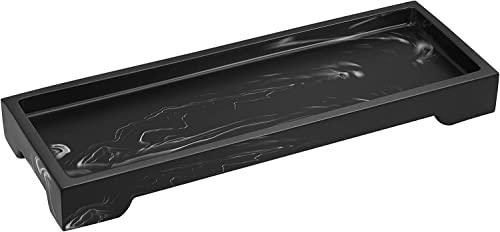 Luxspire Marble Tray for Soap Dispenser Perfume Jewelry, S, Ink Black - 11 x 4 inch, non-slip waterproof resin, easy wipe clean, fits bath kitchen vanity, holds jewelry toiletries soap