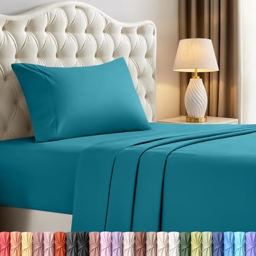 Utopia Bedding Twin Sheets - 3 Piece Bedding - Brushed Microfiber - Shrinkage and Fade Resistant - Easy Care (Twin, Denim Blue)
