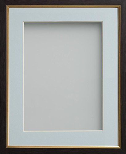 Frame Company Drayton Range Gold Insert Picture Photo Frame with Light Blue Mount for Image Size 6 x 4-Inch, Plastic, Black, 12x10-inch