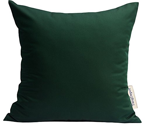 "TangDepot Durable Faux Silk Solid Pillow Shams, Square Decorative Pillow Covers, Throw Pillow Covers, Indoor/Outdoor Cushion Covers Pillows Shells - (20""x20"", Dark Green)"