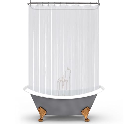 Mrs Awesome 180x60 Extra Wide Size Shower Curtain Liner Clear - 12 Bottom Magnets,36 Free Hooks,32 Rustproof Grommets,Water Proof Heavy Duty PEVA,180W x 60H for Claw Foot Bathtub Extra Wide