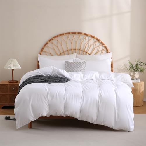 JSD White Duvet Cover Set Full Size - 3 Piece Soft Microfiber Duvet Cover with Pillow Shams Zipper Closure, Comforter Not Included, Oeko-Tex Certified