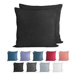 Komfortec 100% Cotton Cushion Covers, Set of 2, 80 x 80 cm, Super Soft Premium Jersey Pillowcase, 150 g/m², Pillow Slip, Black