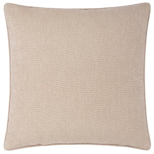 Yard Heath Washed Feather Filled Cushion (Linen - 50x50cm) - Jacquard Weave Enzyme Wash Velvet Tactile Texture Relaxed Decorative Pillow