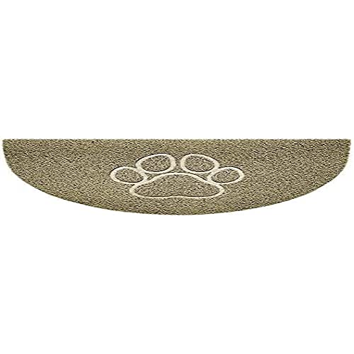 Nicoman Embossed Halfmoon Half Circle Door Mat Dirt-Trapper Jet-Washable Doormat 70x44cm (Beige, PAW Shape) - Use on Carpet ONLY