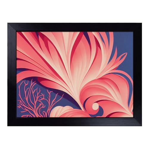 Lap Tray with Bean Bag Cushion, Beautiful Coral Reef Art Abstract - Handmade in the UK, Raised Wooden Edge, Padded Cushion, Heat-Resistant Wipe-Clean Surface, for Meals, Laptops and Crafts
