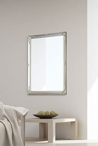 "FRAMES BY POST New Large Shabby Chic Style Swept Bevelled OVERMANTLE Wall/Hall Mirror-Price Includes Standard DELIVERY, 34"" X 24"", Silver, Wood, 86x61, 816348100-6"