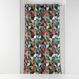 Douceur d'Intérieur, Rythmo 140 x 240 cm Orange Cotton Printed Eyelet Curtains