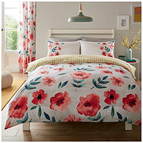 GC GAVENO CAVAILIA Premium Floral Duvet Cover Sets, Reversible Blossom Bedding Double Bed Set, Printed Quilt Covers, Grey