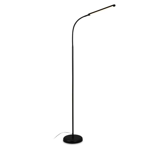 BRILONER Dimmable LED Floor Lamp for Living Room Decoration and Reading Light, LED Swivel Lamp, Living Room Lamp, Touch Light, Indirect Lighting, Black
