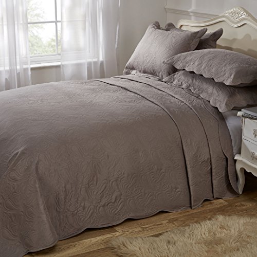 Emma Barclay Athena Quilted Paisley Motif Bedspread Set in Mink - Single Bed