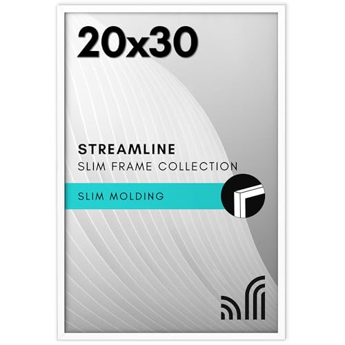 Americanflat 20x30 Poster Frame in White - Thin Border Photo Frame with Polished Plexiglass - Wall Picture Frame with Hanging Hardware Included for Horizontal or Vertical Display Format