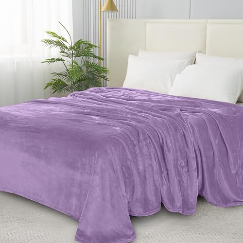 Elegant Comfort Luxury Velvety Softness Fuzzy Plush Micro-Velour Ultra-Soft Blanket, King/California King, Lavender