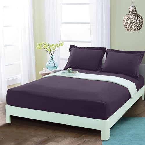 Mocassi Full Fitted Sheet - Deep Pocket Cooling Sheets up to 16 inch - Hotel Luxury 1800 Premier - Softest Sheets - Wrinkle Resistant - 1 Single Bottom Fitted Sheet, Full, Purple