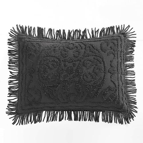 Beatrice Home Fashions Bedspread, Chenille, Charcoal, Standard Sham