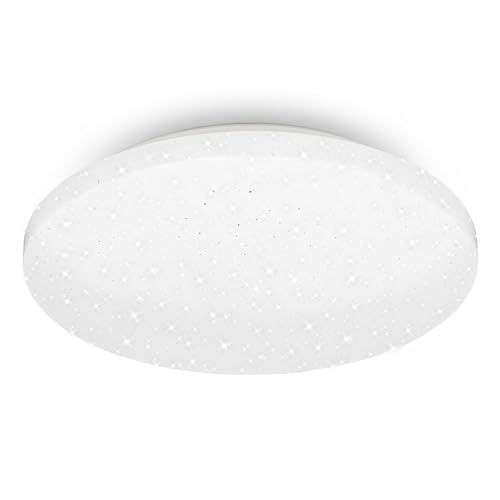 BRILONER - LED Ceiling Light with Starry Decor, LED Bathroom Ceiling Light IP44, Openwork Decor, Neutral White Light, Ø275 mm, White