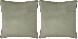 furn. Meridian Cushion Cover – Luxury Contrast Piped Velvet Decorative Case (Green/Sage – 55x55cm) (Pack of 2)