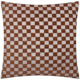 furn. Hoem Larro Cushion Cover – Textured Checkerboard Jacquard Chenille Decorative Case (Copper – 45x45cm)