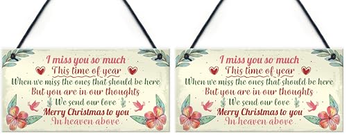 RED OCEAN Christmas Memorial Hanging Grave Side Plaque Rememberance Tree Decoration (Pack of 2)